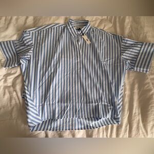 Banana Republic Casual Blue and White Striped Button Down